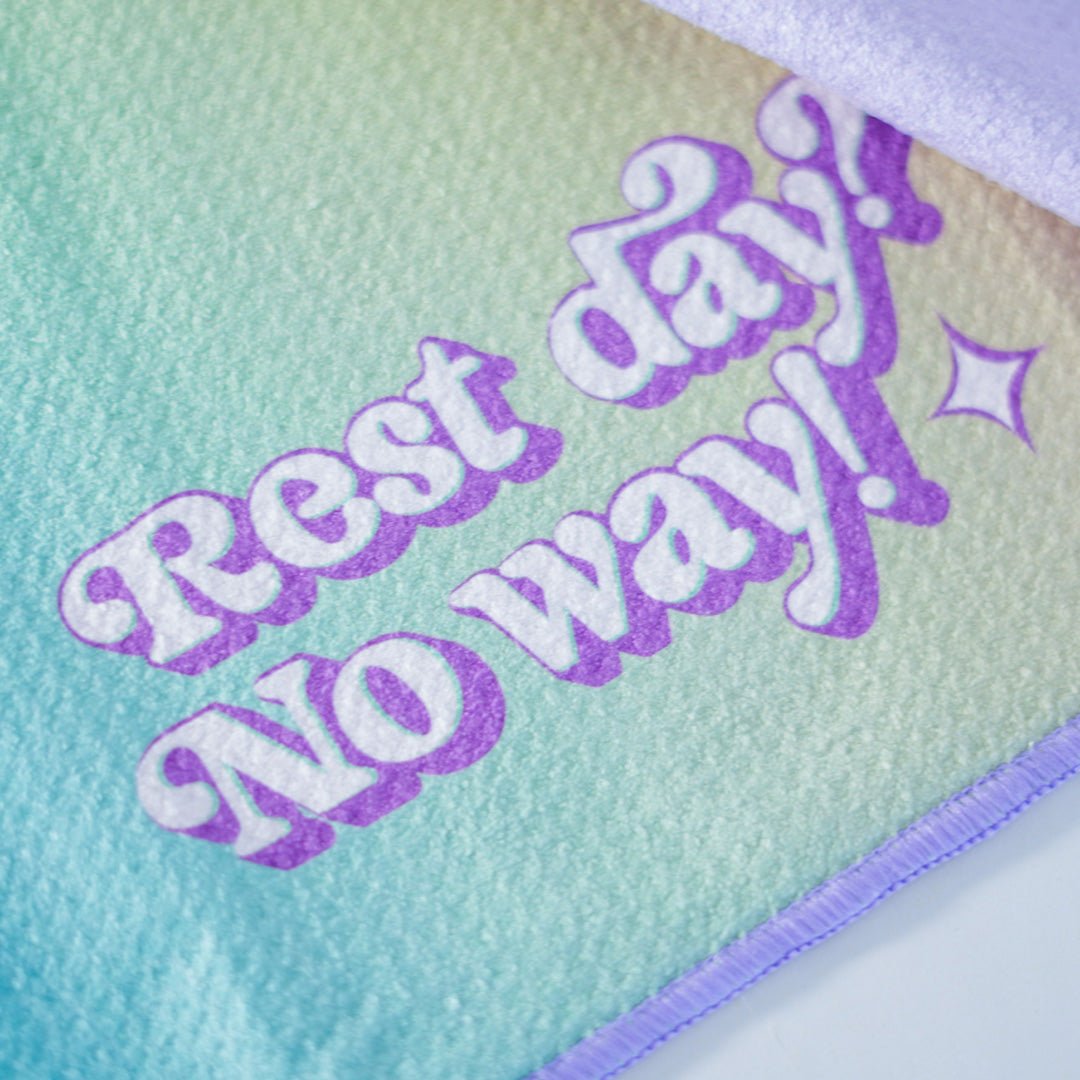 Gym Towel "Rest Day? No Way!" - restdaypj