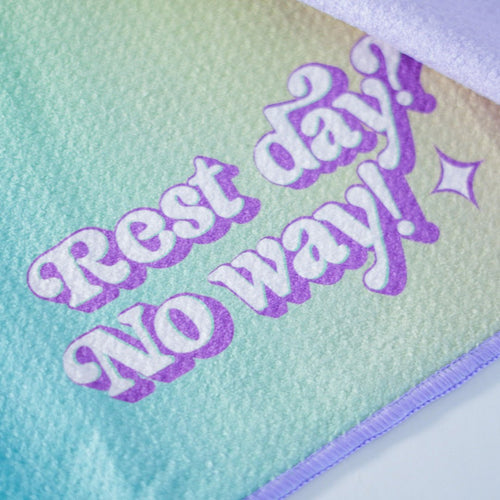 Gym Towel "Rest Day? No Way!" - restdaypj