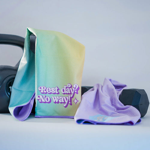 Gym Towel "Rest Day? No Way!" - restdaypj