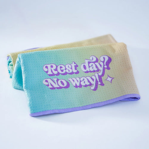 Gym Towel "Rest Day? No Way!" - restdaypj