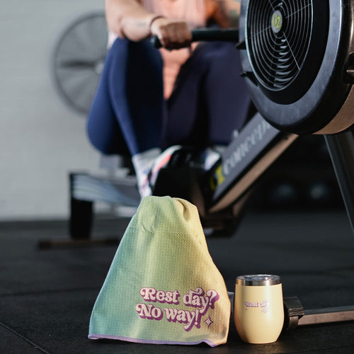 Gym Towel "Rest Day? No Way!" - restdaypj